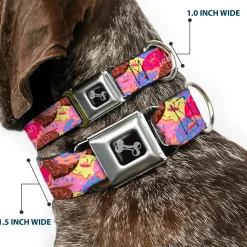 Dog Bone Seatbelt Buckle Collar - Sprinkle Donuts Stacked Multi Color