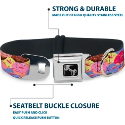 Dog Bone Seatbelt Buckle Collar - Sprinkle Donuts Stacked Multi Color