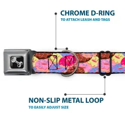 Dog Bone Seatbelt Buckle Collar - Sprinkle Donuts Stacked Multi Color
