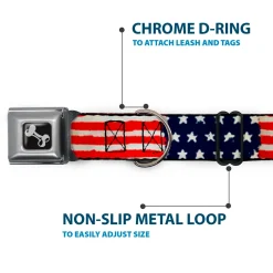 Dog Bone Seatbelt Buckle Collar - Stars & Stripes Painting