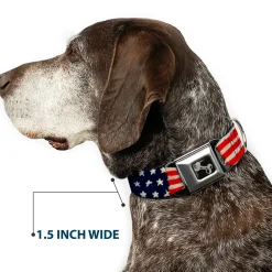 Dog Bone Seatbelt Buckle Collar - Stars & Stripes Painting