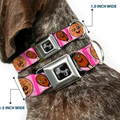 Dog Bone Seatbelt Buckle Collar - Fried Chicken & Waffles Plaid Pinks
