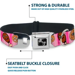Dog Bone Seatbelt Buckle Collar - Fried Chicken & Waffles Plaid Pinks