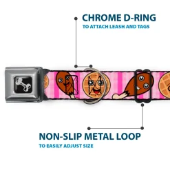 Dog Bone Seatbelt Buckle Collar - Fried Chicken & Waffles Plaid Pinks