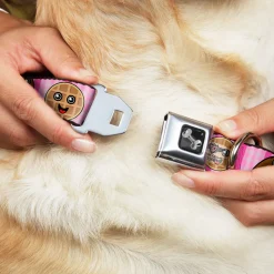 Dog Bone Seatbelt Buckle Collar - Fried Chicken & Waffles Plaid Pinks