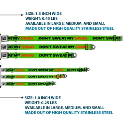 Dog Bone Seatbelt Buckle Collar - DON'T SWEAT MY SWAG Neon Green/Black/Red