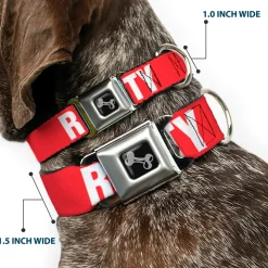Dog Bone Seatbelt Buckle Collar - RIP CITY Red/White