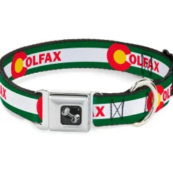 Dog Bone Seatbelt Buckle Collar - COLFAX Green Stripe