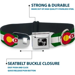 Dog Bone Seatbelt Buckle Collar - COLFAX Green Stripe