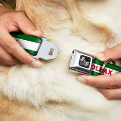 Dog Bone Seatbelt Buckle Collar - COLFAX Green Stripe