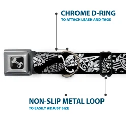 Dog Bone Seatbelt Buckle Collar - Truth and Justice Black/White