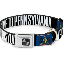 Dog Bone Seatbelt Buckle Collar - Pennsylvania Flag Silhouette WELCOME TO PENNSYLVANIA