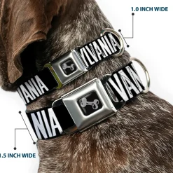 Dog Bone Seatbelt Buckle Collar - Pennsylvania Flag Silhouette WELCOME TO PENNSYLVANIA