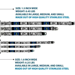 Dog Bone Seatbelt Buckle Collar - Pennsylvania Flag Silhouette WELCOME TO PENNSYLVANIA