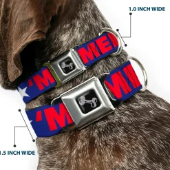 Dog Bone Seatbelt Buckle Collar - 'MERICA/Star Blue/Red/White