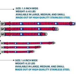 Dog Bone Seatbelt Buckle Collar - 'MERICA/Star Blue/Red/White