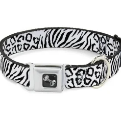 Dog Bone Seatbelt Buckle Collar - Cheebra White/Black