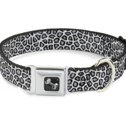 Dog Bone Seatbelt Buckle Collar - Leopard White