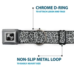 Dog Bone Seatbelt Buckle Collar - Leopard White