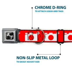 Dog Bone Seatbelt Buckle Collar - Camera Red/White