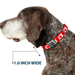 Dog Bone Seatbelt Buckle Collar - Camera Red/White