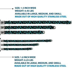 Dog Bone Seatbelt Buckle Collar - Multi Stars Black/Turquoise