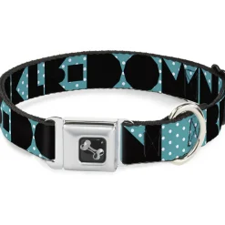 Dog Bone Seatbelt Buckle Collar - BUCKLE-DOWN Shapes Dot Turquoise/White/Black