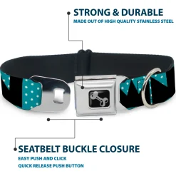 Dog Bone Seatbelt Buckle Collar - BUCKLE-DOWN Shapes Dot Turquoise/White/Black