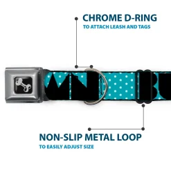 Dog Bone Seatbelt Buckle Collar - BUCKLE-DOWN Shapes Dot Turquoise/White/Black