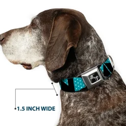 Dog Bone Seatbelt Buckle Collar - BUCKLE-DOWN Shapes Dot Turquoise/White/Black