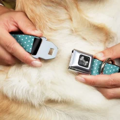 Dog Bone Seatbelt Buckle Collar - BUCKLE-DOWN Shapes Dot Turquoise/White/Black