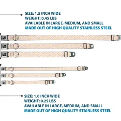 Dog Bone Seatbelt Buckle Collar - Square Lines White/Fluorescent Orange/Pink/Yellow