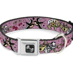 Dog Bone Seatbelt Buckle Collar - Lucky Pink