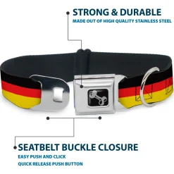 Dog Bone Seatbelt Buckle Collar - Stripes Black/Red/Yellow