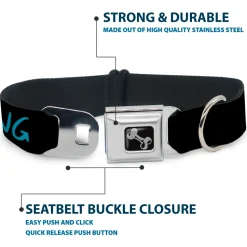 Dog Bone Seatbelt Buckle Collar - HIPSTERS RUIN EVERYTHING Black/Blue