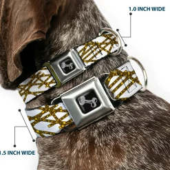 Dog Bone Seatbelt Buckle Collar - Police Line White/Yellow