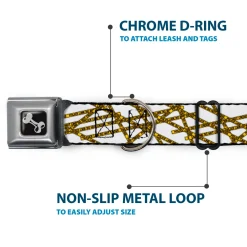 Dog Bone Seatbelt Buckle Collar - Police Line White/Yellow