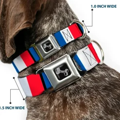 Dog Bone Seatbelt Buckle Collar - France Flags