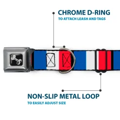 Dog Bone Seatbelt Buckle Collar - France Flags
