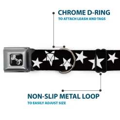 Dog Bone Seatbelt Buckle Collar - Multi Stars Black/White
