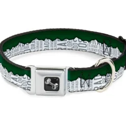 Dog Bone Seatbelt Buckle Collar - Colorado Mountains Green/White/Gray Text