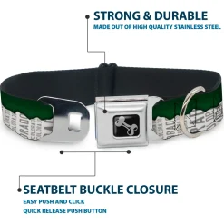 Dog Bone Seatbelt Buckle Collar - Colorado Mountains Green/White/Gray Text