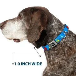 Dog Bone Seatbelt Buckle Collar - Sailboats Blue