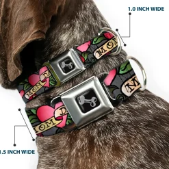 Dog Bone Seatbelt Buckle Collar - Mom & Dad Gray