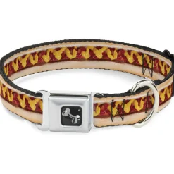 Dog Bone Seatbelt Buckle Collar - Hot Dog w/Mustard & Ketchup Vivid