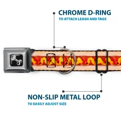 Dog Bone Seatbelt Buckle Collar - Hot Dog w/Mustard & Ketchup Vivid
