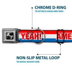 Dog Bone Seatbelt Buckle Collar - AMERICA, FUCK YEA Red/White/Blue