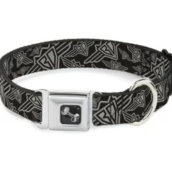 Dog Bone Seatbelt Buckle Collar - BD Logo Scattered Black/Gray