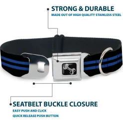 Dog Bone Seatbelt Buckle Collar - Stripe Black/Blue