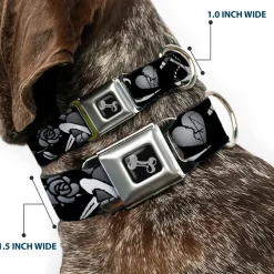 Dog Bone Seatbelt Buckle Collar - Live Hard Die Young Black/White